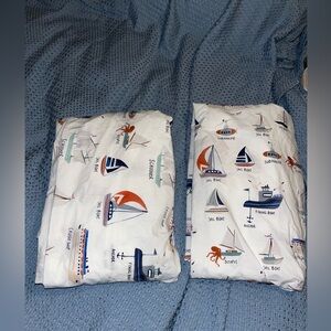 Pottery Barn Kids~ Twin Sheet Set~ Boats Nautical Themed~ flat and fitted